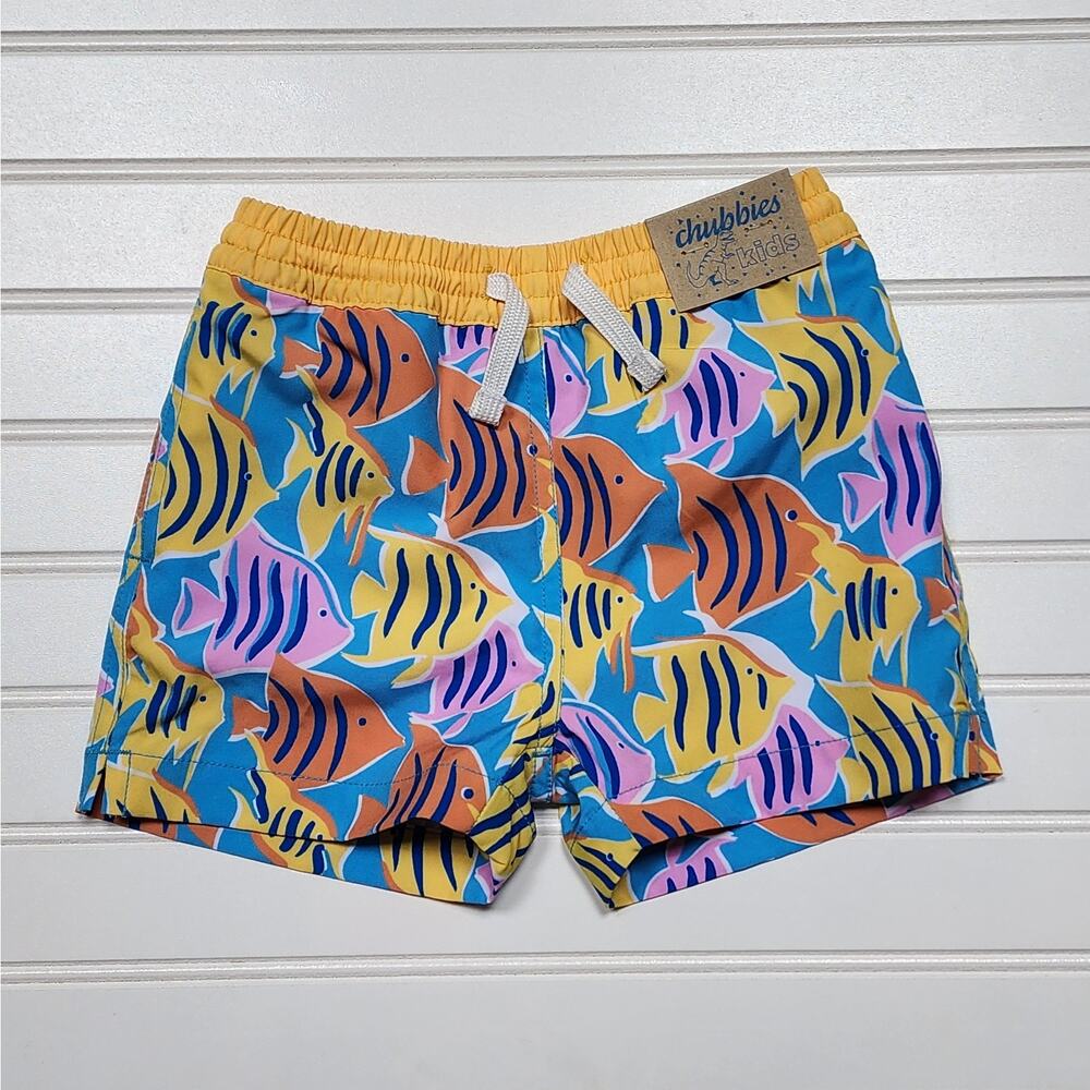 NWT Chubbies The Fish Tanks Toddler Swim Trunks Size 3T Blue Yellow Orange Pink